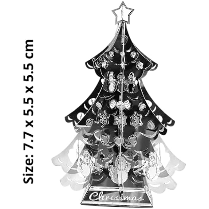 CHRISTMAS TREE 3D PUZZLE METAL MODEL MAKING CHRISTMAS DECORATION 3D PUZZLE METAL FOR ADULTS 7.7 X 5.5 X 5.5 CM - Image 2